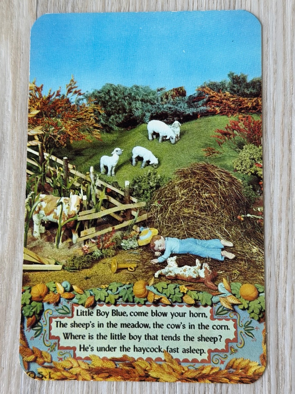 Vintage Postcard 1950 Mother Goose Rhymes Little Boy Blue Unposted Unused Card.